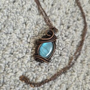 Genuine Labradorite & Copper Pendant Necklace